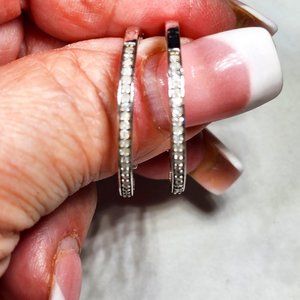 Diamond Hoop earrings in Platinum over 925 SS .50 ct